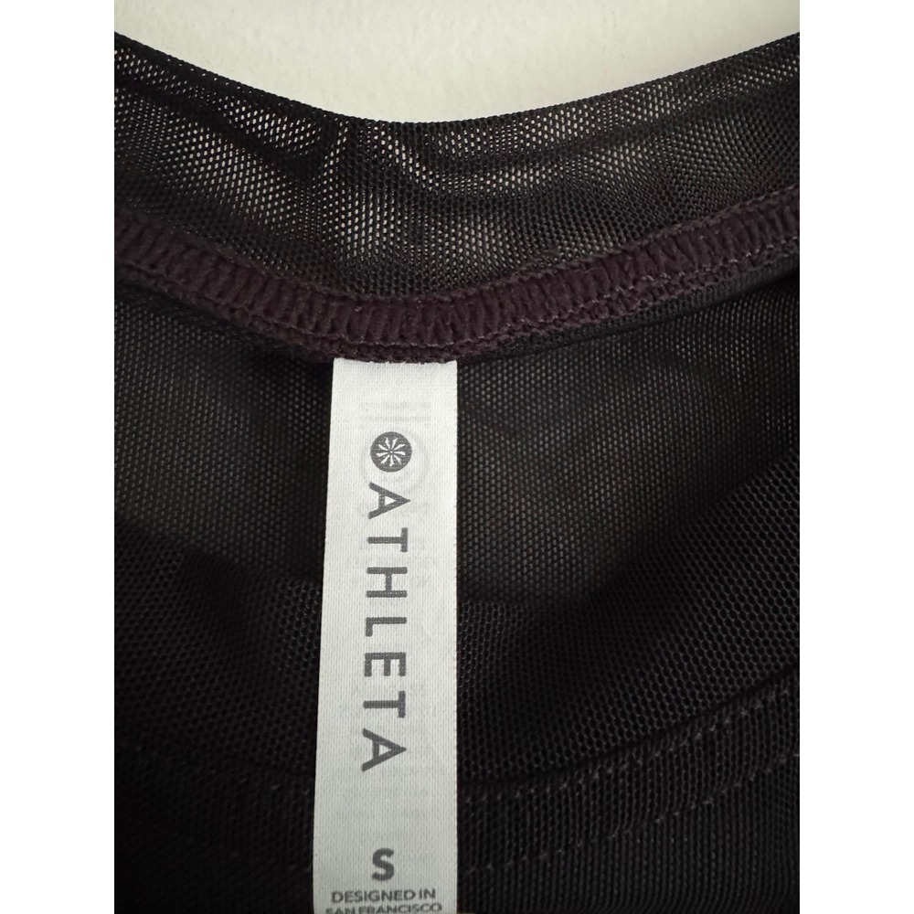 Athleta Womens Black Sheer Mesh Short Sleeve Oversized Layering Top Small - Picture 3 of 5
